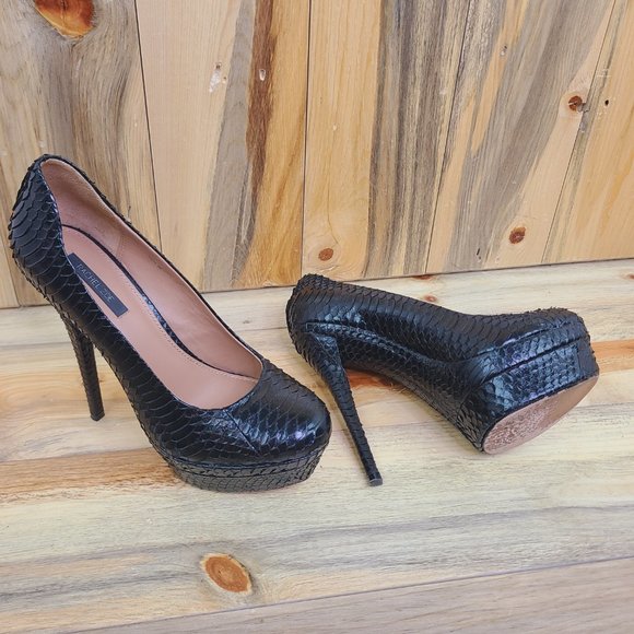 Rachel Zoe Shoes - Rachel Zoe LIV Black Python Snakeskin Platform Stiletto's Size 8